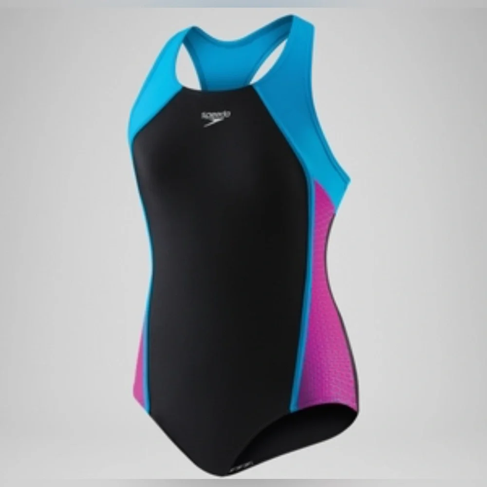 NWOT Girls Solid Mesh One Piece Speedo Size 16 Swimsuit‎